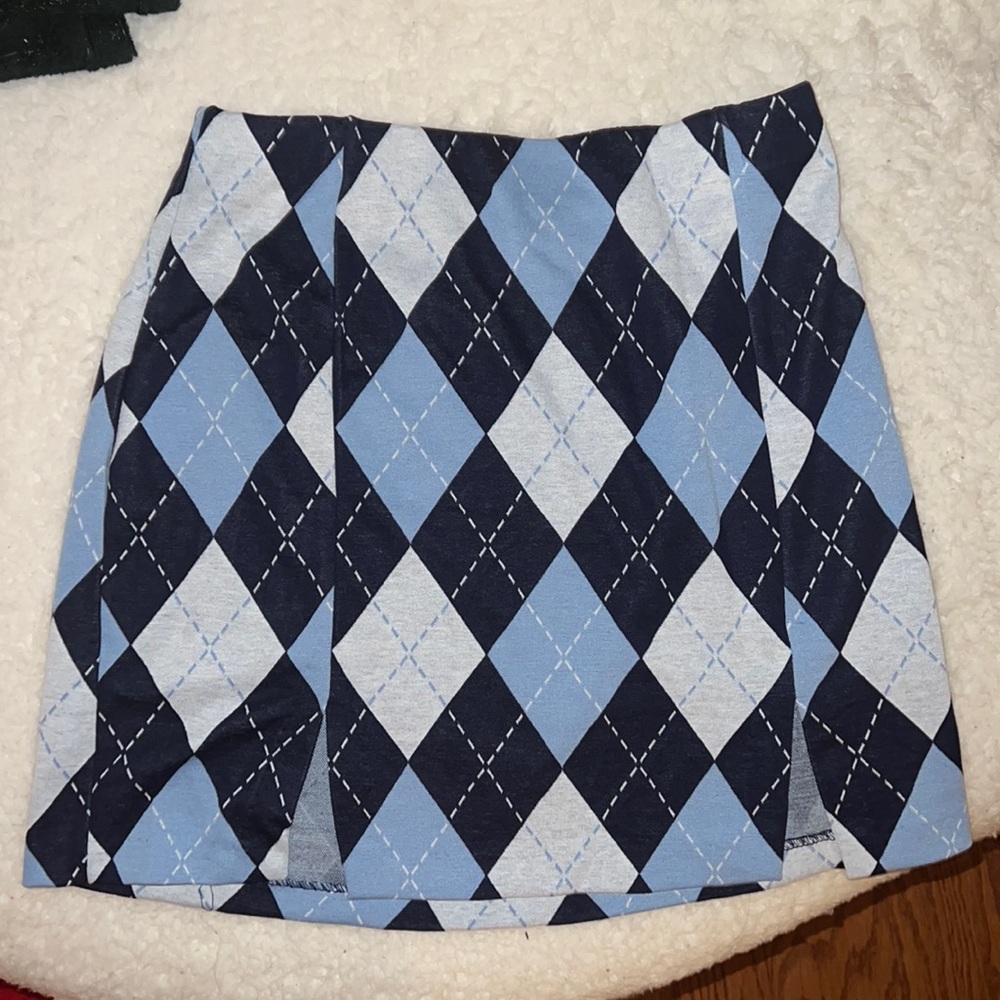 H&M Blue plaid mini skirt